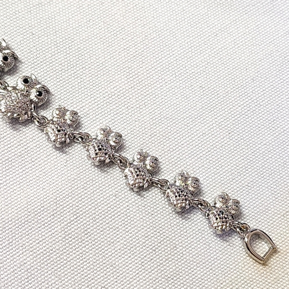 Silver Owl Bracelet White Gold Filled New - Picture 5 of 8